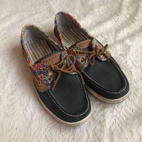 Sperry Shoes - Sperry topsider navy floral boat shoes